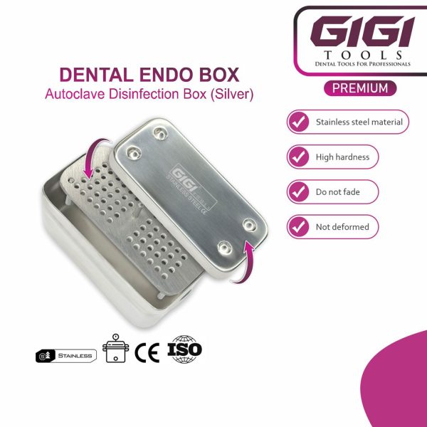 60-Hole Stainless Steel Endo Box & Autoclave Disinfection Tray (Silver)