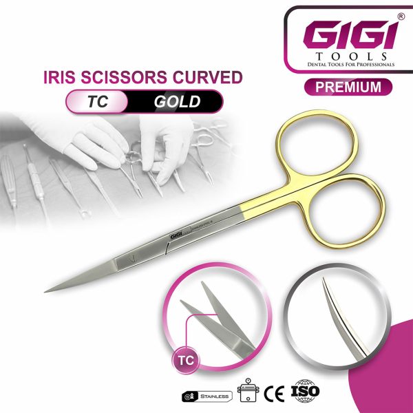 Iris Scissors Curved TC Gold-Plated