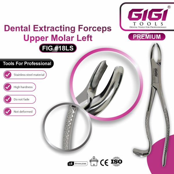Dental Extracting Forceps Fig. 18LS for Upper Left Molars