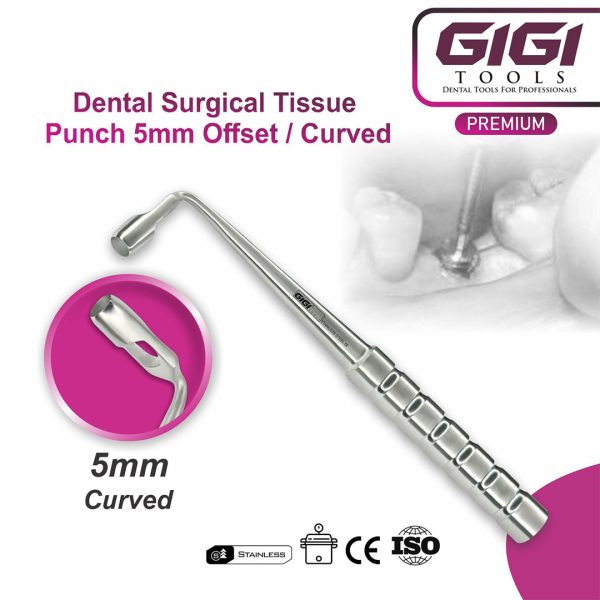 Dental Surgical Tissue Punch – Straight & Curved, 4mm, 5mm, 6mm