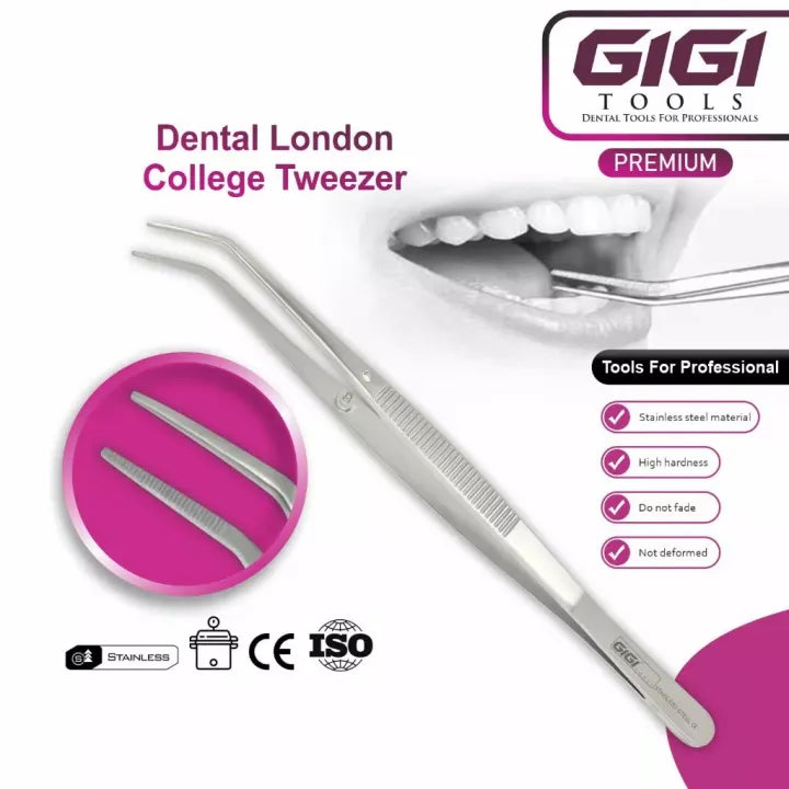 GIGI Tools Dental London College Tweezer Stainless Steel, CE For Professional Use