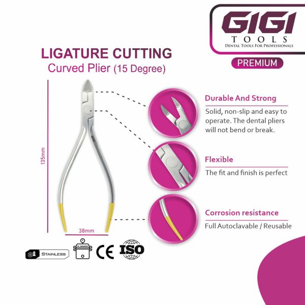 Orthodontic Ligature Cutting Curved Pliers - 15° & 45° Angles