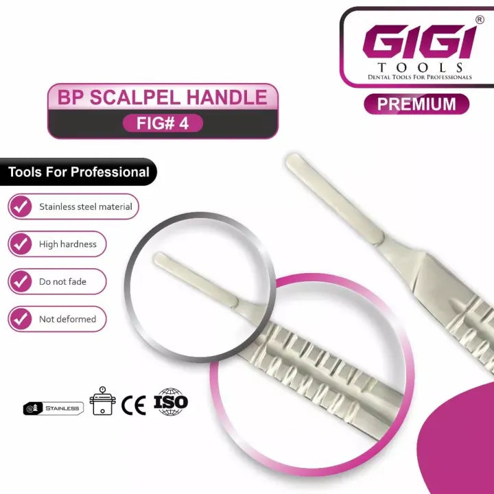 GIGI Tools Scalpel Handle Fig 4 Dental Tools Scalpel Handle Fig 4 Dental Surgical Blade Holder Stainless Steel CE Certified