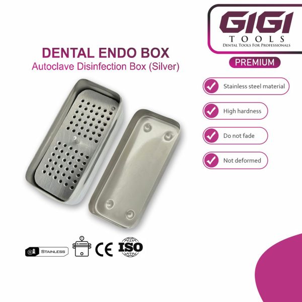 60-Hole Stainless Steel Endo Box & Autoclave Disinfection Tray (Silver)