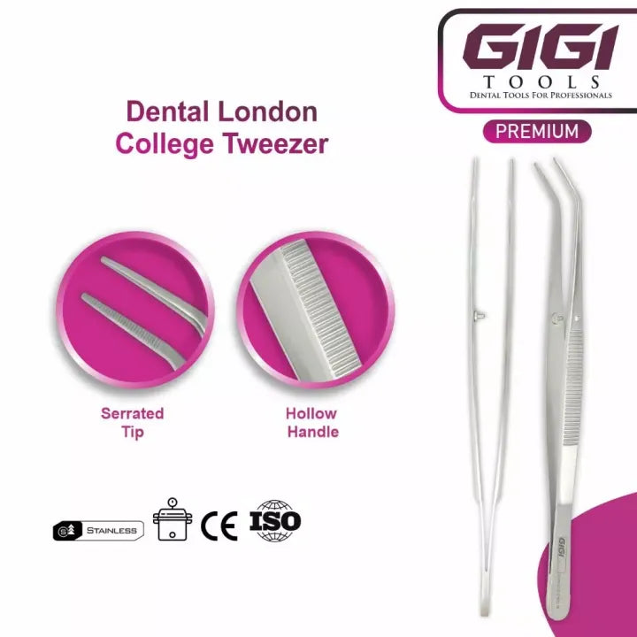 GIGI Tools Dental London College Tweezer Stainless Steel, CE For Professional Use