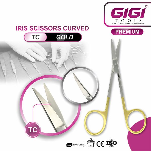 Iris Scissors Curved TC Gold-Plated