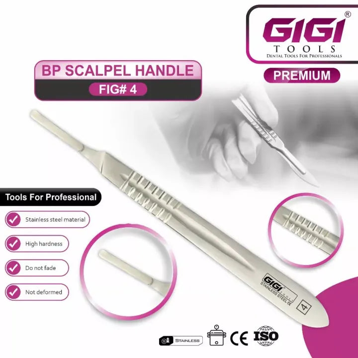GIGI Tools Scalpel Handle Fig 4 Dental Tools Scalpel Handle Fig 4 Dental Surgical Blade Holder Stainless Steel CE Certified