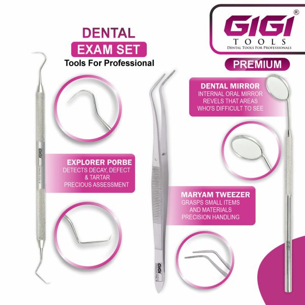 Dental Examination Instruments - 3-Piece Exam Set