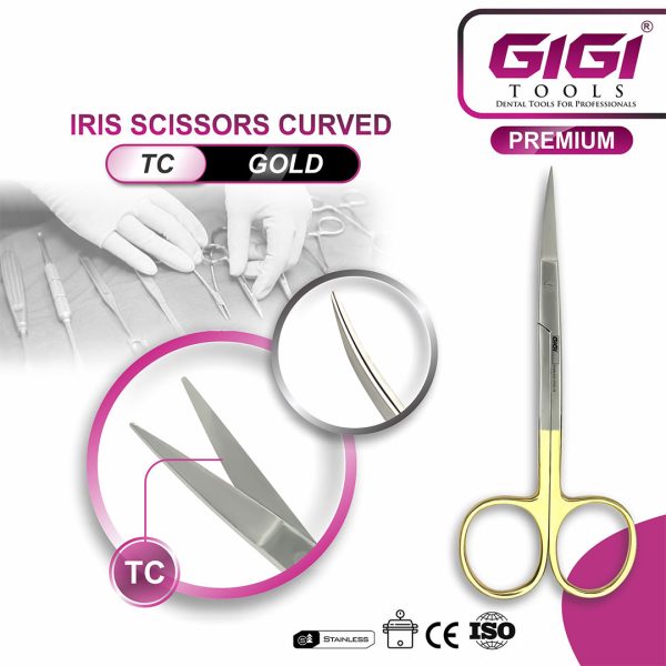Iris Scissors Curved TC Gold-Plated