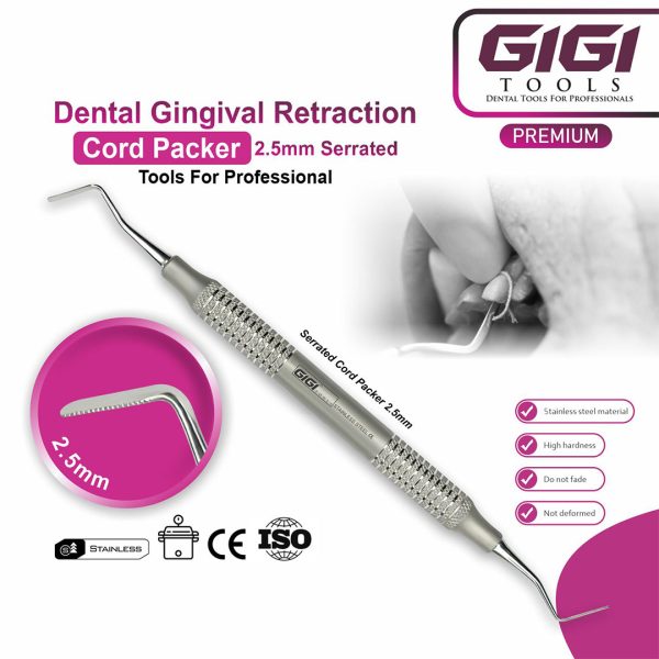Dental Gingival Retraction Cord Packer – Micro-Serrated, 1.5mm, 2.2mm & 2.5mm