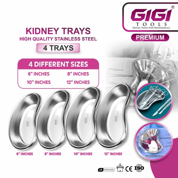 Stainless Steel Dental Kidney Tray – 6, 8, 10 & 12 Inch