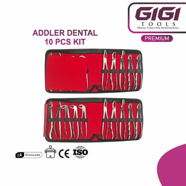 Addler 10-Piece Dental Extraction Forceps Kit (Ergonomic Wave Handle Design)