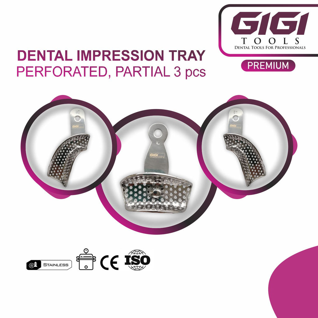 Perforated Partial Dental Impression Tray 3-piece Set