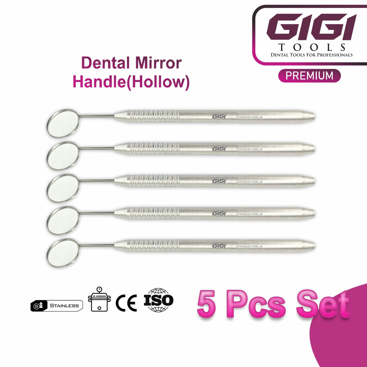 Dental Mirror Handle (Hollow) - 5 Pcs Set