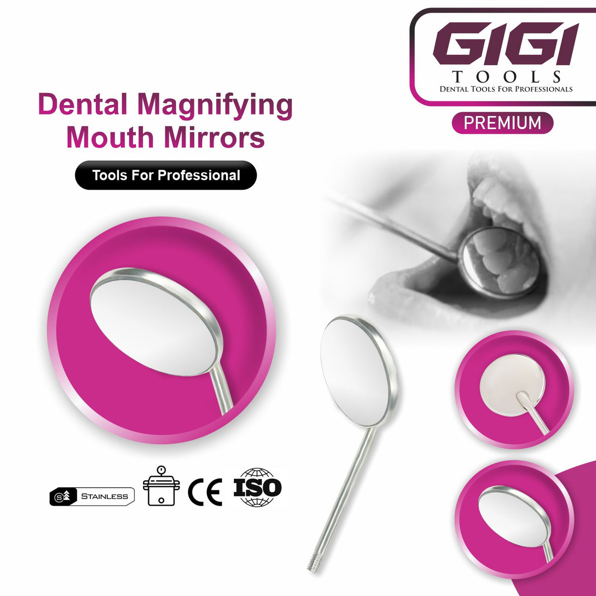 Dental Magnifying Mouth Mirrors (12-Piece Set)