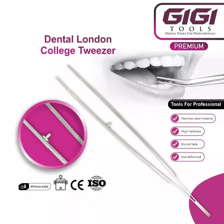 GIGI Tools Dental London College Tweezer Stainless Steel, CE For Professional Use