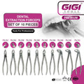 Dental Extraction Forceps English Pattern - Complete 10-Piece Set