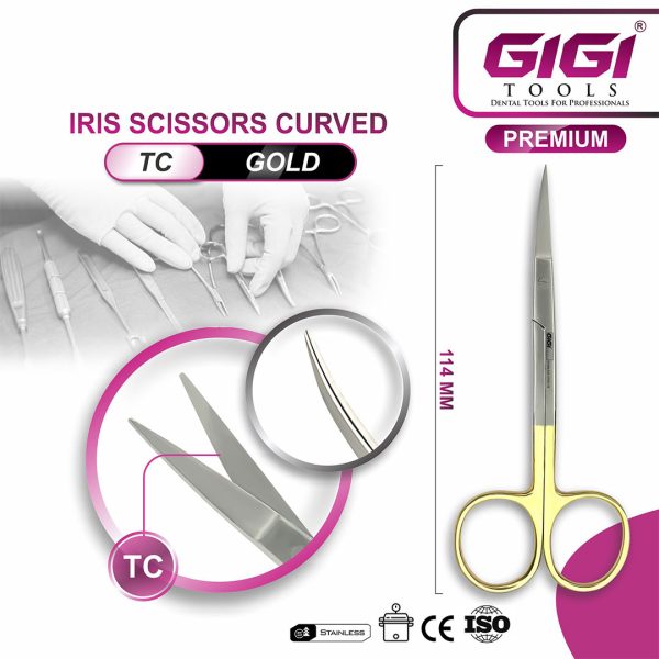 Iris Scissors Curved TC Gold-Plated