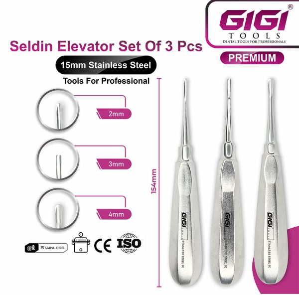 Seldin Dental Elevator – 154mm, 2mm, 3mm & 4mm (Single or 3-Piece Set)