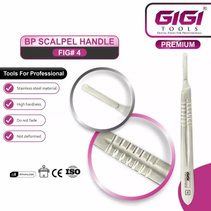 GIGI Tools Scalpel Handle Fig 4 Dental Tools Scalpel Handle Fig 4 Dental Surgical Blade Holder Stainless Steel CE Certified