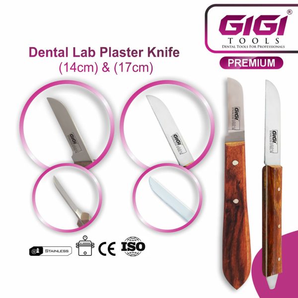 Dental Lab Plaster Knife – 14cm & 17cm, Wooden Handle