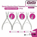 Dental Residual Root Tweezers & Fragment Forceps 3-Piece Set